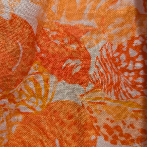 LOFT The Peyton Bermuda Shorts Linen Blend Baked Gold White Orange Size 8 NWOT - Picture 9 of 15